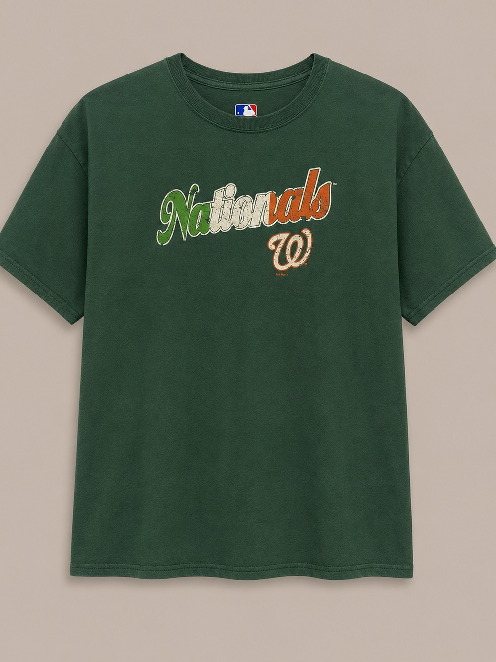 MLB Genuine Washington Nationals Graphic Tee Green Distressed Logo XL